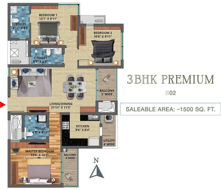 3BHK Premium 1500 - TVS Emerald Isle Of Trees Rachenahalli