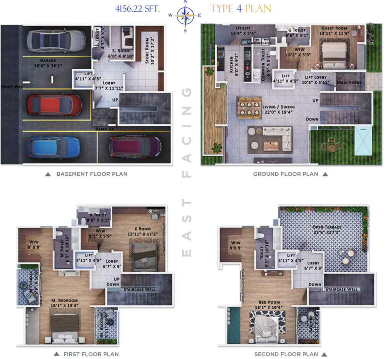 4BHK Triplex 4156 W - Sattva Springs