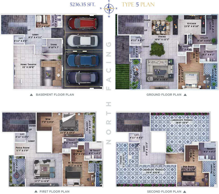 4BHK Triplex 5236 Home Theater Terrace - Sattva Springs