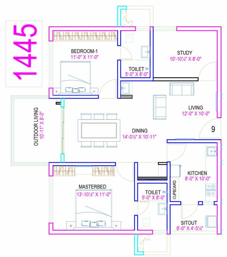 2.5BHK 1445 - The Legacy by Ananda Homes Alkapur Township Apartments Manikonda