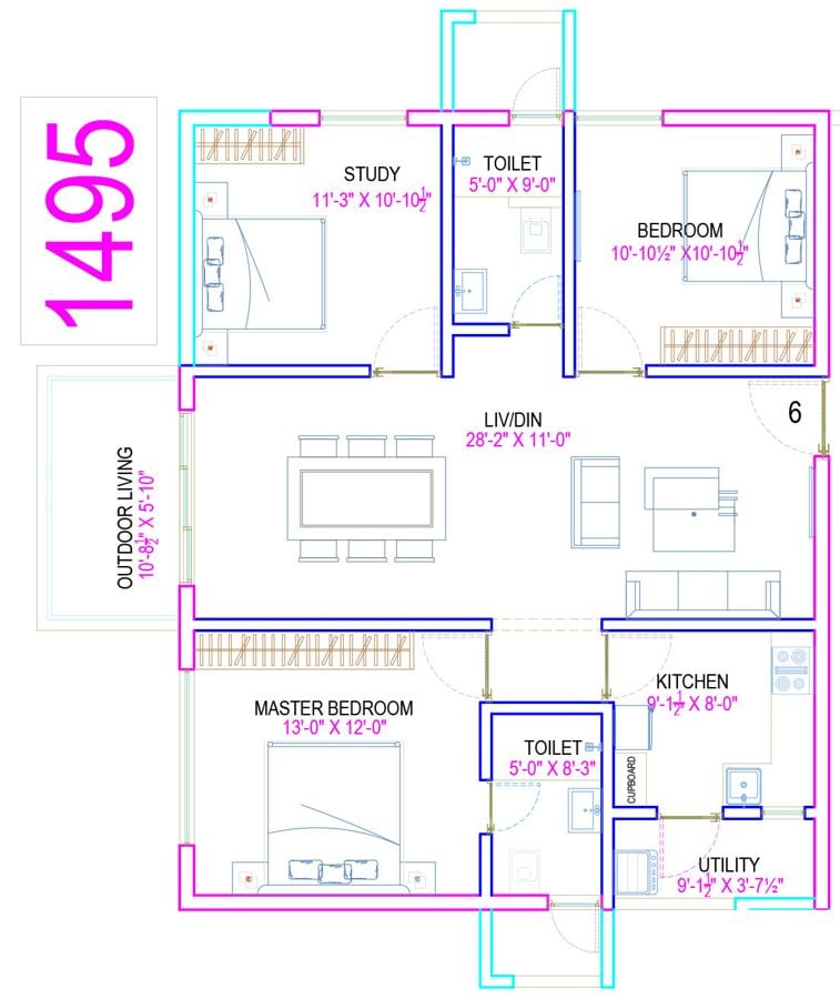 2.5BHK 1495 - The Legacy by Ananda Homes Alkapur Township Apartments Manikonda