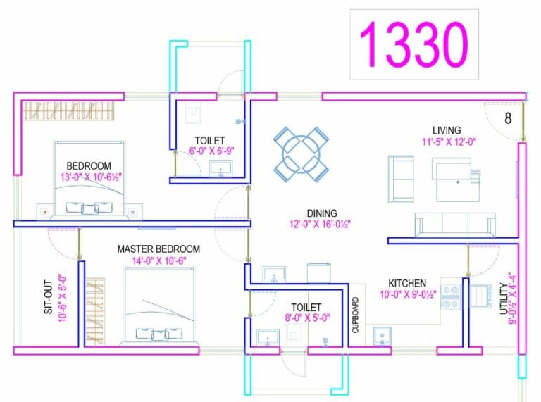 2BHK 1330 - The Legacy by Ananda Homes Alkapur Township Apartments Manikonda