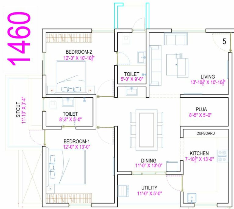 2BHK 1460 - The Legacy by Ananda Homes Alkapur Township Apartments Manikonda