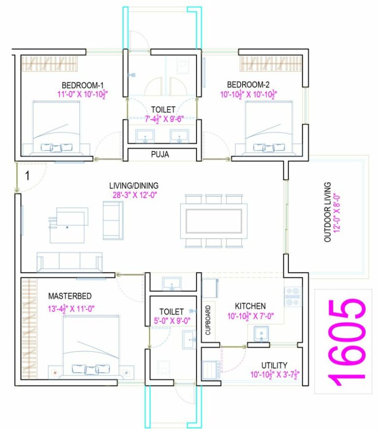 3BHK 1605 - The Legacy by Ananda Homes Alkapur Township Apartments Manikonda