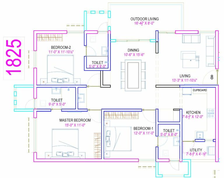 3BHK 1825 - The Legacy by Ananda Homes Alkapur Township Apartments Manikonda