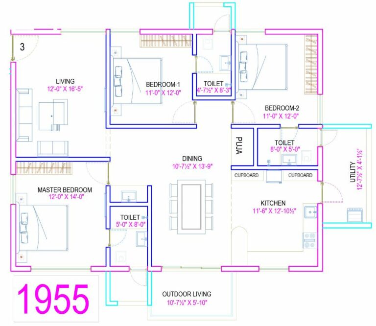 3BHK 1955 - The Legacy by Ananda Homes Alkapur Township Apartments Manikonda