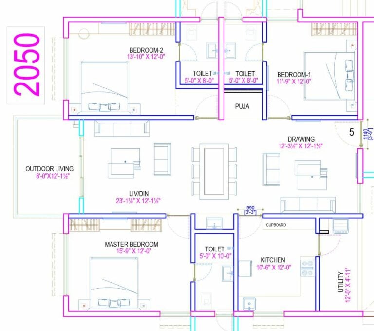 3BHK 2050 - The Legacy by Ananda Homes Alkapur Township Apartments Manikonda