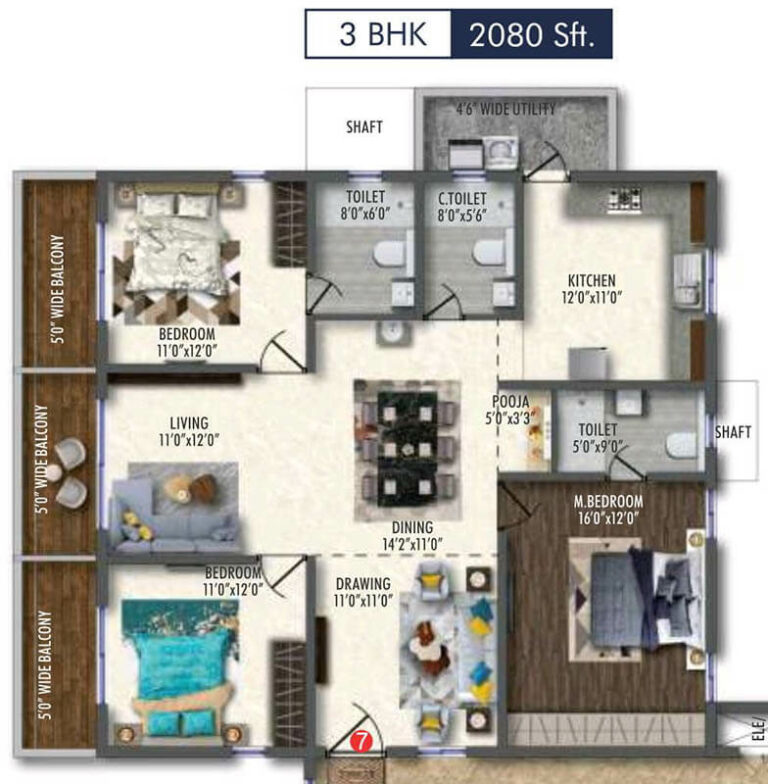 3BHK 2080 - Vertex 33 West Nallagandla