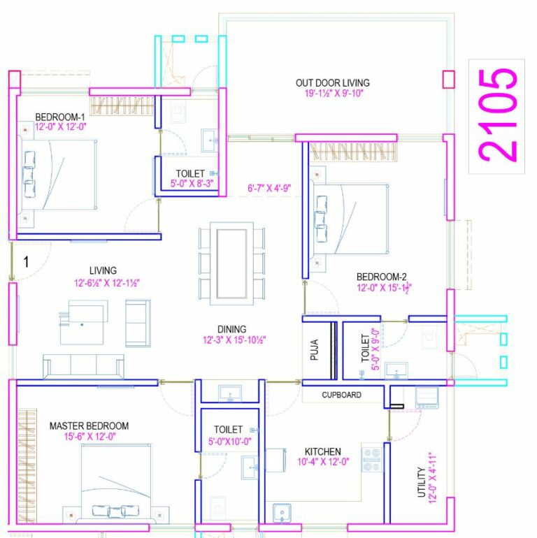 3BHK 2105 - The Legacy by Ananda Homes Alkapur Township Apartments Manikonda