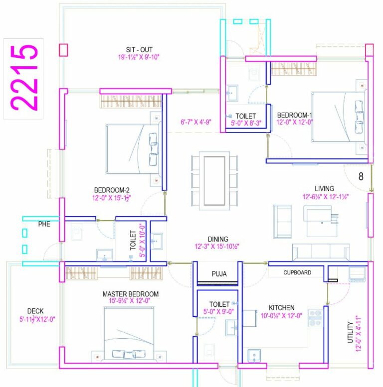 3BHK 2215 - The Legacy by Ananda Homes Alkapur Township Apartments Manikonda