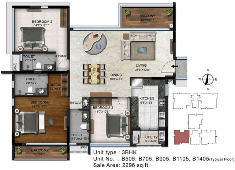 3BHK 2296 - Radiance Platinum Koramangala