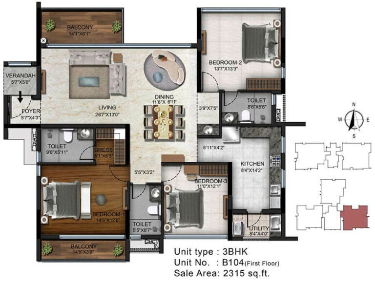 3BHK 2315 - Radiance Platinum Koramangala