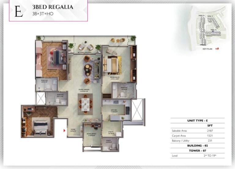 3BHK Regalia 2187 - Prestige Raintree Park