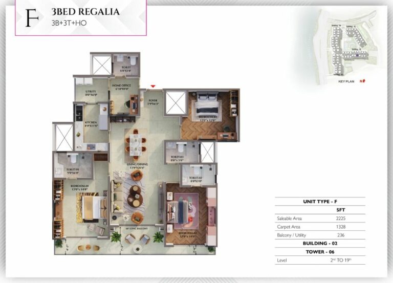 3BHK Regalia 2225 - Prestige Raintree Park