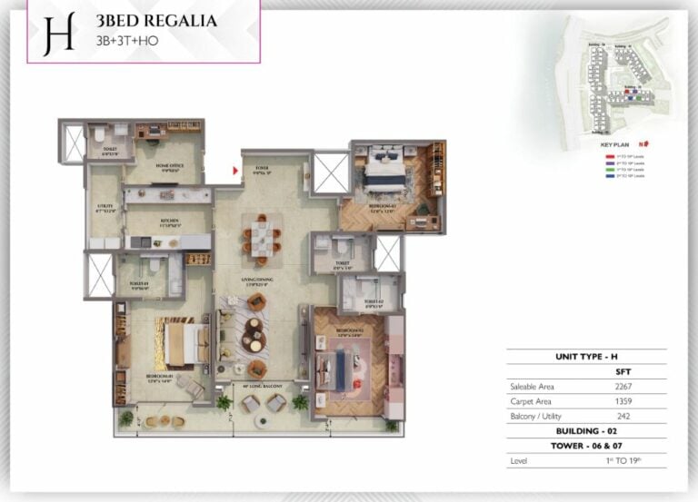 3BHK Regalia 2267 - Prestige Raintree Park