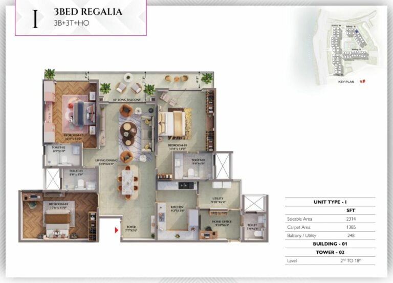 3BHK Regalia 2314 - Prestige Raintree Park