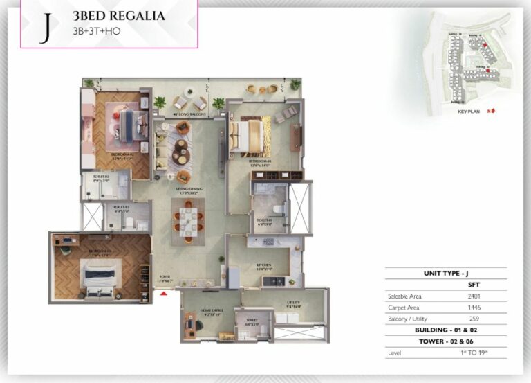 3BHK Regalia 2401 - Prestige Raintree Park