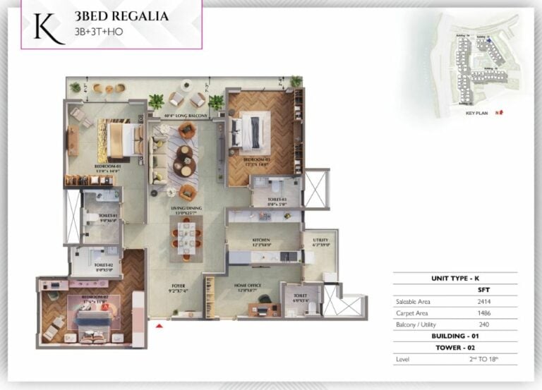 3BHK Regalia 2414 - Prestige Raintree Park