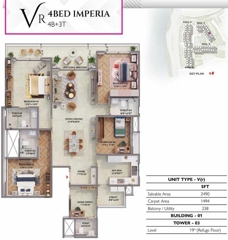 4BHK Imperia 2490 - Prestige Raintree Park