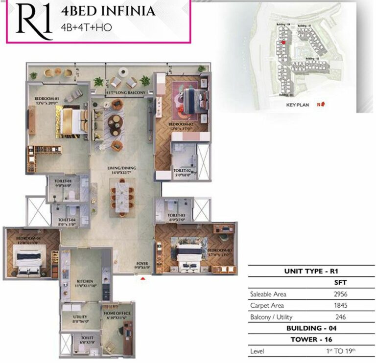4BHK Infinia 2956 - Prestige Raintree Park