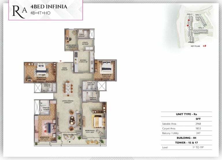 4BHK Infinia 2968 - Prestige Raintree Park