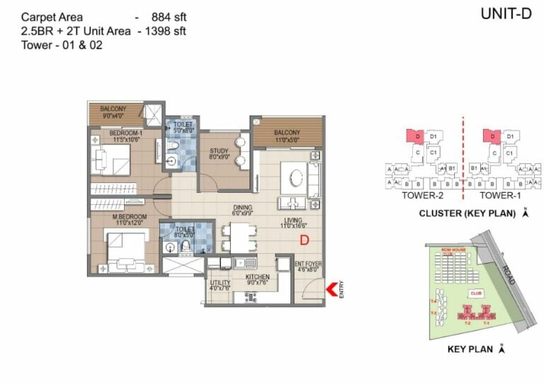 2.5BHK 1398 - Sattva Songbird Budigere