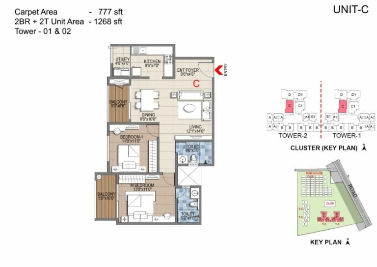 2BHK 1268 - Sattva Songbird Budigere