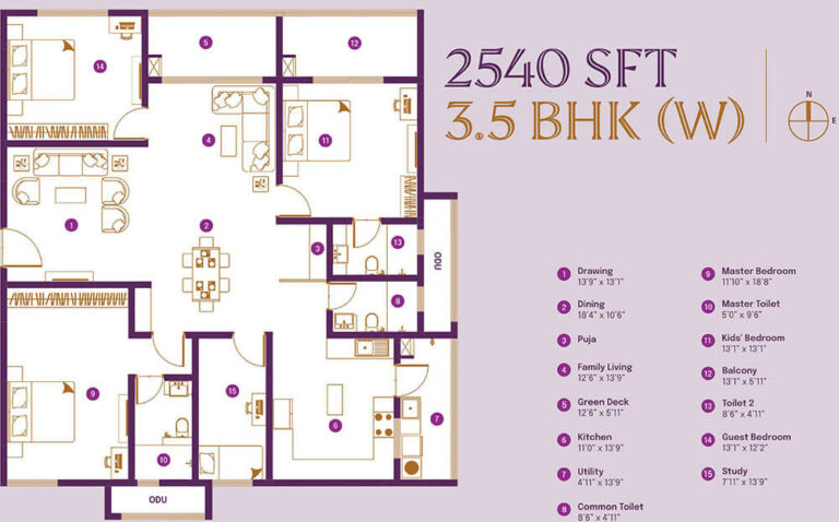 3.5BHK 2540 - ASBL Landmark