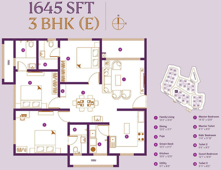 3BHK 1645 - ASBL Landmark
