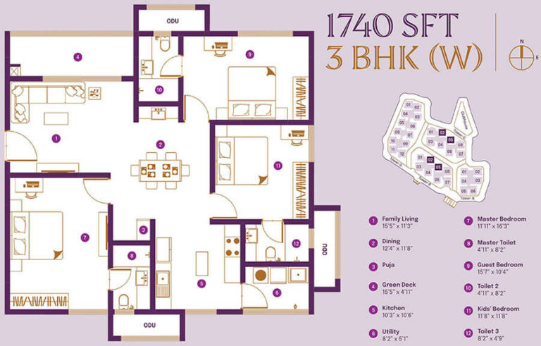 3BHK 1740 - ASBL Landmark
