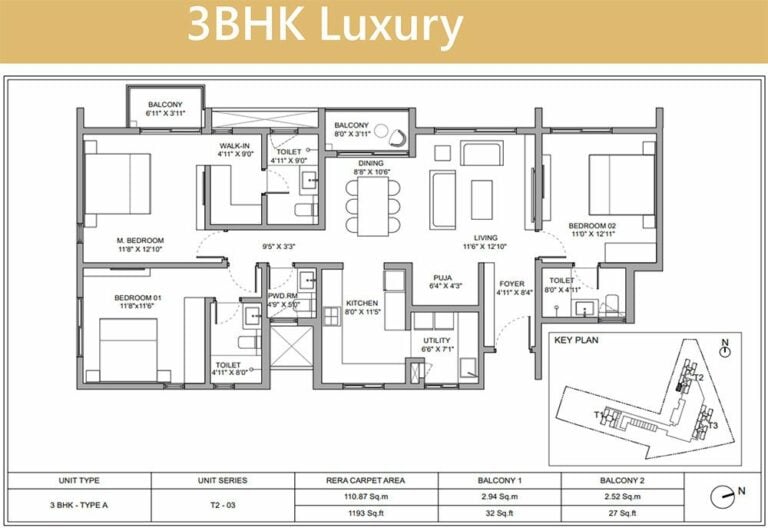 3BHK Luxury 1193 - Birla Ojasvi RR Nagar