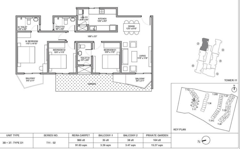 3BHK+3T 986 - Birla Trimaya Phasse 2