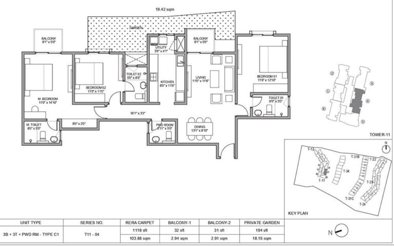 3BHK+3T+PWD 1118 - Birla Trimaya Phasse 2