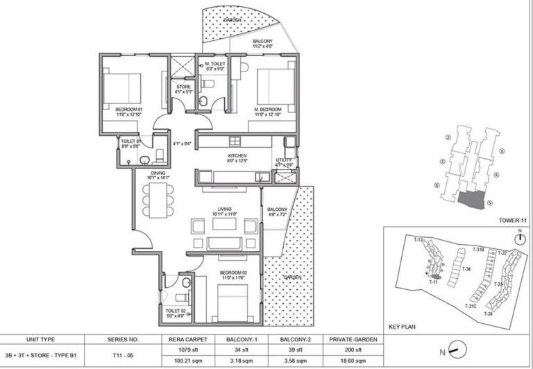 3BHK+3T+Store 1079 - Birla Trimaya Phasse 2