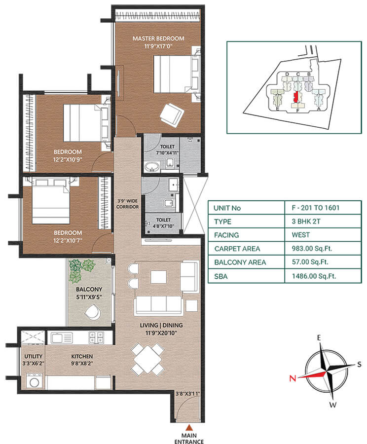 3BHK 1486 - Concorde Neo Thanisandra