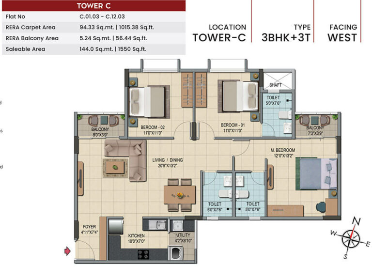 3BHK 1550 - Shriram Codename Smash Hit