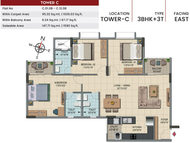 3BHK 1590 - Shriram Codename Smash Hit