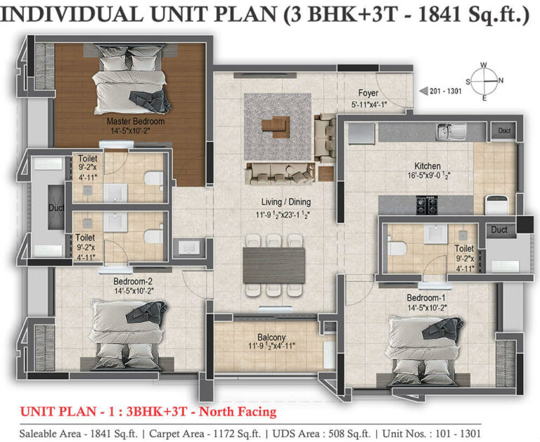 3BHK 1841 - DRA Infinique Chennai