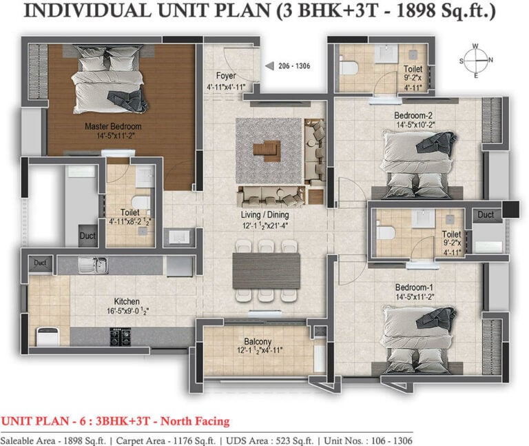 3BHK 1898 - DRA Infinique Chennai