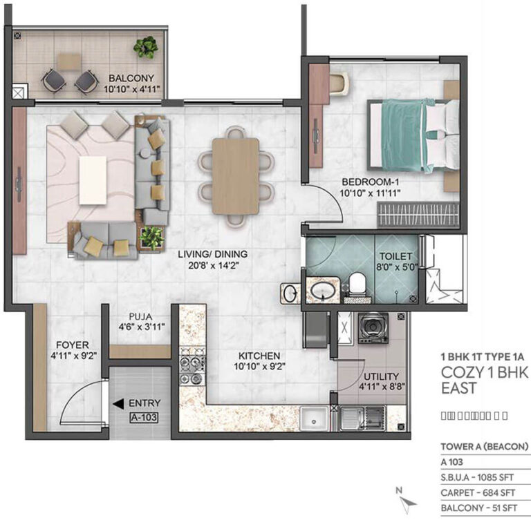 1BHK 1085 - Sumadhura Capitol Residences