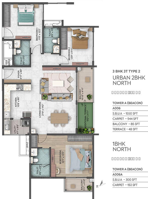 2-1BHK 1550-300 - Sumadhura Capitol Residences