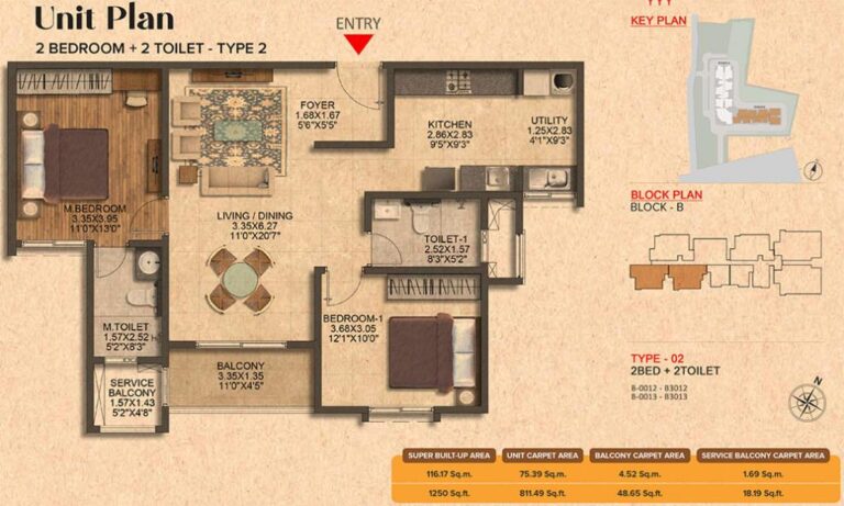2BHK 1250 - Brigade Citrine Budigere