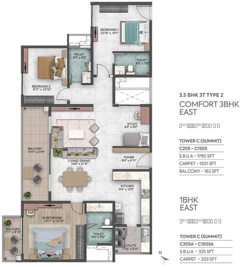 3-1BHK 1790-325 - Sumadhura Capitol Residences
