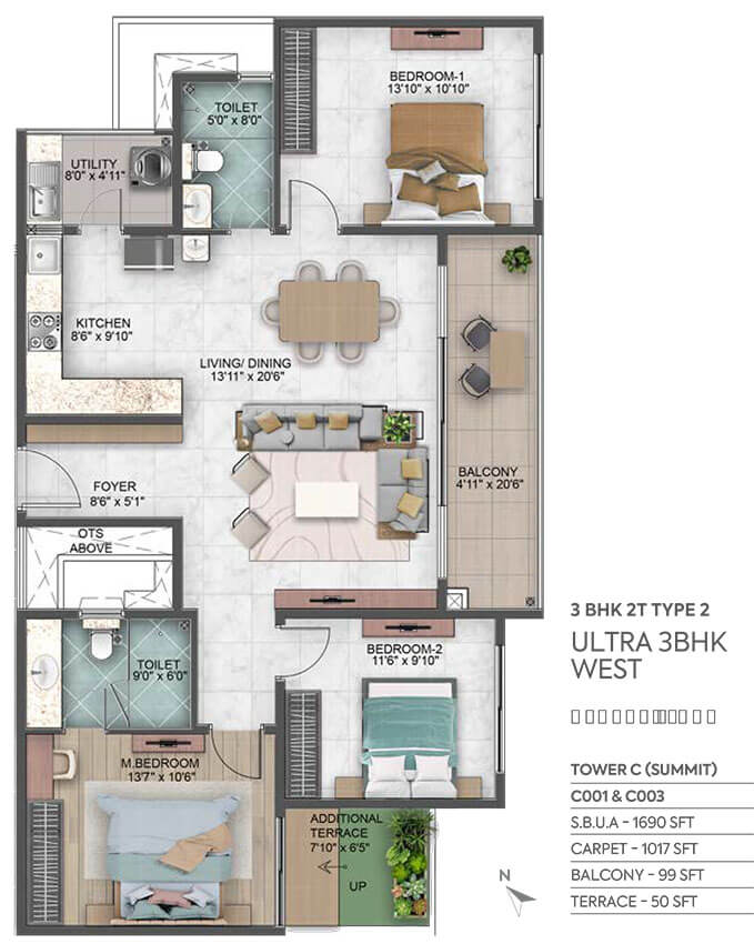 3BHK 1690 - Sumadhura Capitol Residences