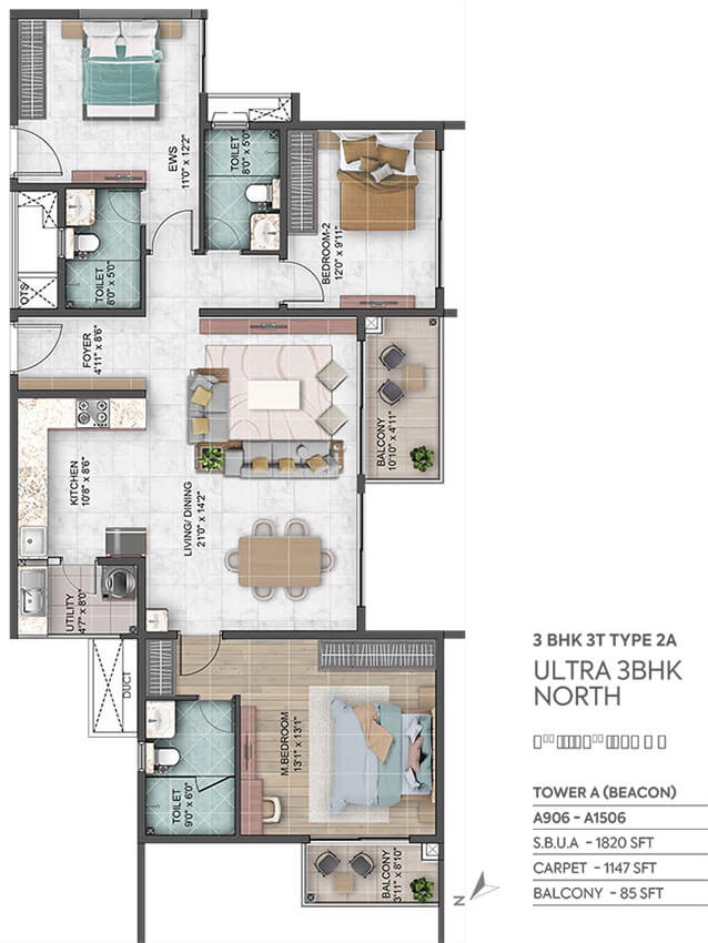 3BHK 1820 - Sumadhura Capitol Residences