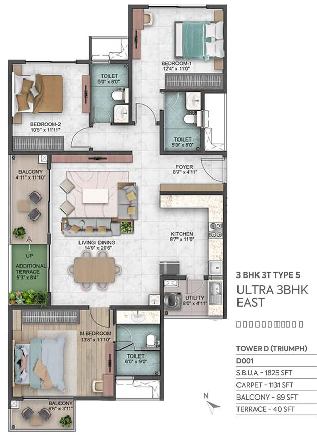 3BHK 1825 - Sumadhura Capitol Residences