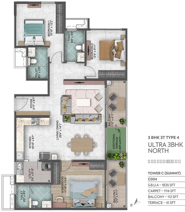 3BHK 1835 - Sumadhura Capitol Residences