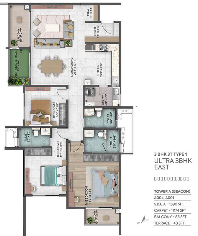 3BHK 1890 - Sumadhura Capitol Residences