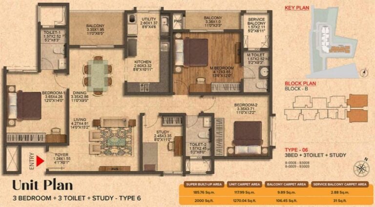 3BHK+Study 2000 - Brigade Citrine Budigere