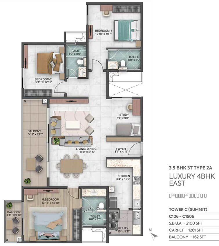4BHK 2100 - Sumadhura Capitol Residences